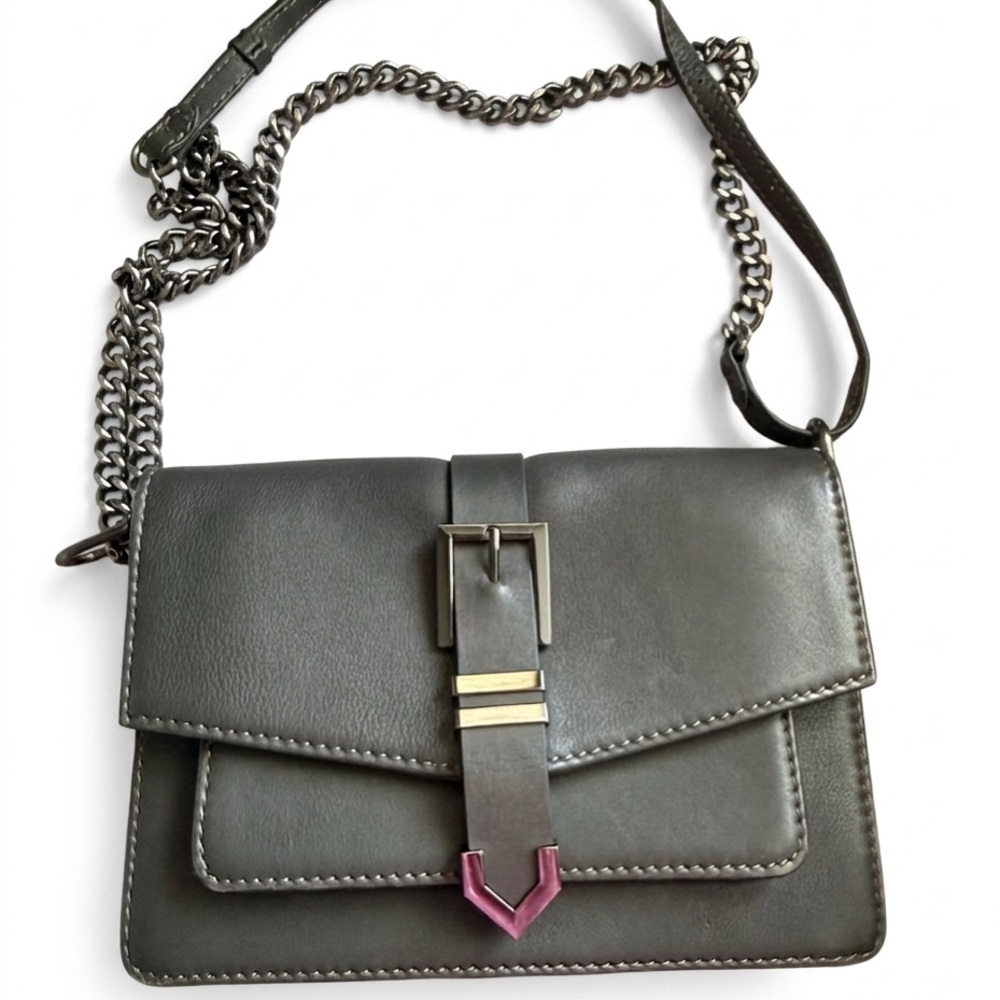 Markberg Denmark Gray Leather Chain Adjustable Shoulder Bag